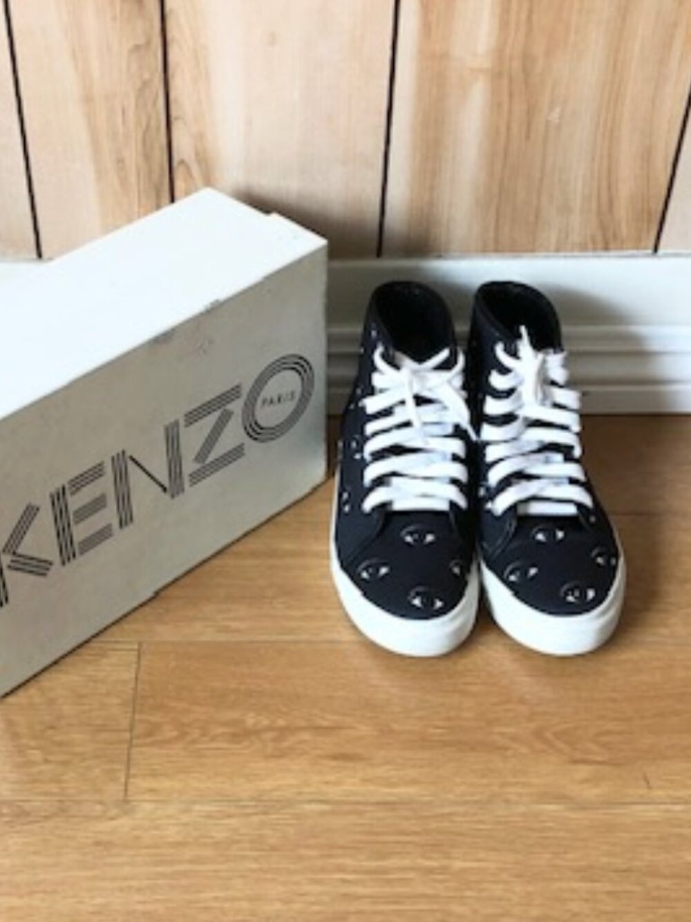 Kenzo Eye Print Canvas High-top Sneakers Size 37